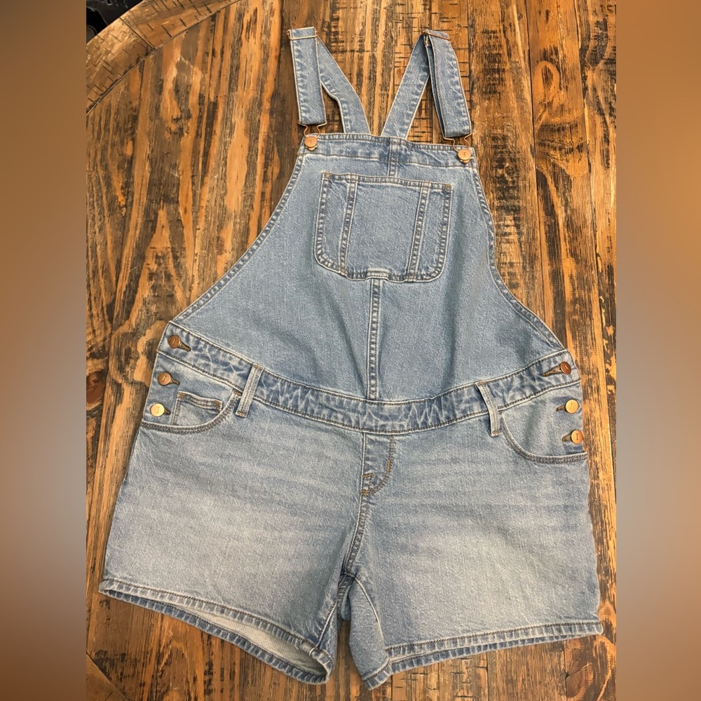 Isabel Toledo Faded Denim Overall Shorts sz 4